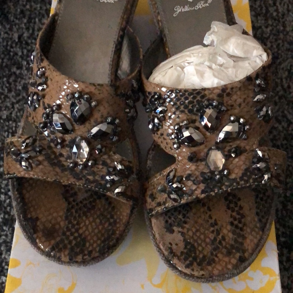 Yellow Box Jeweled Tan Sandals